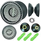 TPMDWX YOYO Professional, NEWEST Design BLACK with SILVER ACID Aluminum Alloy High Speed Professional Unresponsive Yoyo Balls,Ball Bearing Trick Yo-yo,Pro yoyo (Black) (Black)