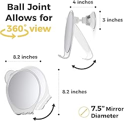 HONEYBULL Fogless Shower Mirror with Suction Mount