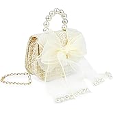 Spenlly Cute Crossboby Purse with Bowknot Shoulder Bag for Little Girls, Girls Kids Fashion Handbags with Pearl Handle