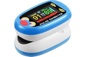 Yohcuro Pediatric Pulse Oximeter, Rechargeable Baby Oximeter, Oxygen Monitor for Kids, Blood Oxygen Saturation, Pulse Rate Monitor, Cute Cartoon Design, USB-C Charging (Blue)