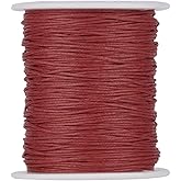 100 Yards Red Waxed Cotton Cord Threads Braided Beading Cord Strings Bracelet Necklace Wire 1mm with Spool for DIY Sewing Jewelry Crafts Making Macrame Supplies