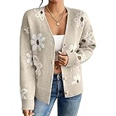 IDEALSANXUN Womens Daisy Sweater Cardigan Fall Winter Button Down Flower Floral Sweaters