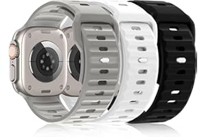 ATPZEVI 3 Pack Sport Band Compatible with Apple Watch Ultra Band 49mm Men Women, Adjustable Waterproof Silicone Strap for iWatch Series for iWatch Series Ultra2/Ultra1 SE/9/8/7/6/5/4/3/2/1, Gray/White/Black