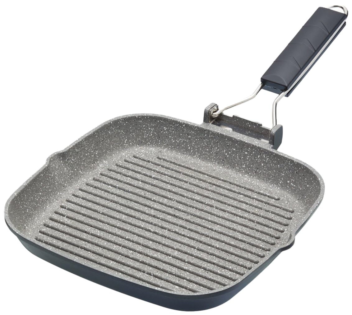 MasterClass Non-Stick Induction-Safe Griddle Pan with Folding Handle, 20 cm (8”), ['Grey']