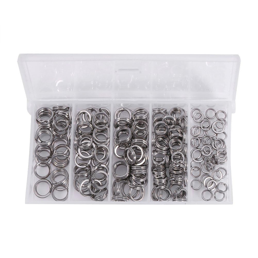 Alomejor 200 Pcs Stainless Steel Split Rings for Fishing