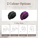 Sweet View Silk Bonnet 2 Pack Silk Hair Wrap Sleeping Cap Black Purple view 3