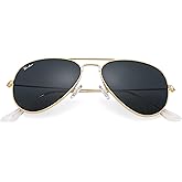 Pro Acme Small Aviator Sunglasses Glass Lens, Classic Metal Frame UV400 for Men Women Small Faces, 52MM