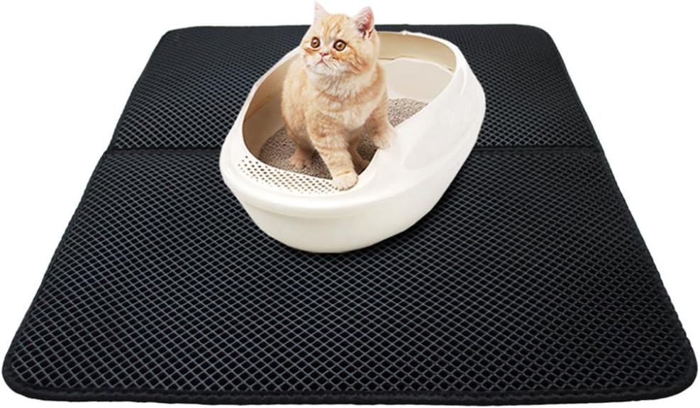 Cat Litter Mats Large Litter Tray Mat Dual Structure Foldable Waterproof Kitty Litter Trapper Mats Non-Slip Non-Toxic Lightweight and Easy Clean 27.6 x 21.6 inch