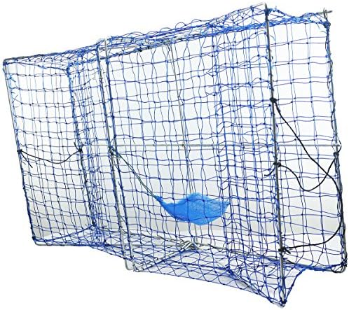 Crabite Large Collapsible Double Ramp Entrances Steel Wire Crab Crawfish Trap Net Dungeness Blue Crab Prawn Shrimp Minnow Fishing Cast Cage Pot with Bait Bag 33.5 X 22 X 9.5” Outside Dimensions
