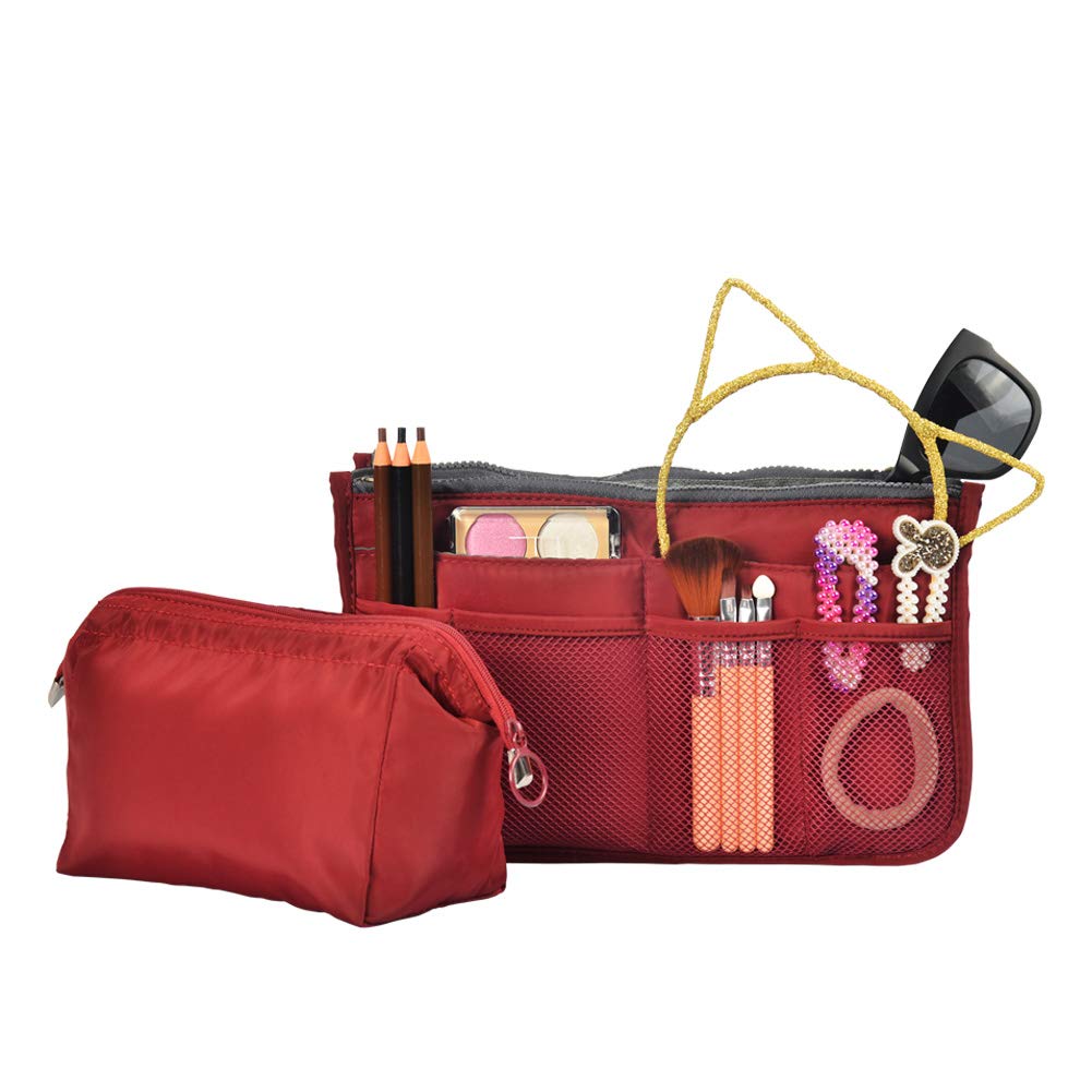 StoreBao 2PCS Large Capacity Travel Toiletry Cosmetic Bag For Women (Red Wine, Pack of 2)