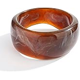 HUAYUNFANG Chunky Acrylic Bangles Bracelets For Women Geometric Acrylic Resin Acetate Mottled Wide Bangle Bracelet Statement Colorful Bangles for Party