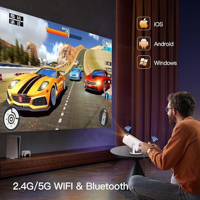 HY300 PRO+ 2025 | 1080P Full HD WiFi Projector with Android 11.0 – 12000 Lumens Portable Home Theater & Outdoor Movie Projector | Screen Mirroring for iOS/Android | Gaming & HDMI Compatible