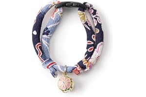 NECOICHI Chirimen Plum Blossom Cat Collar (Blue)