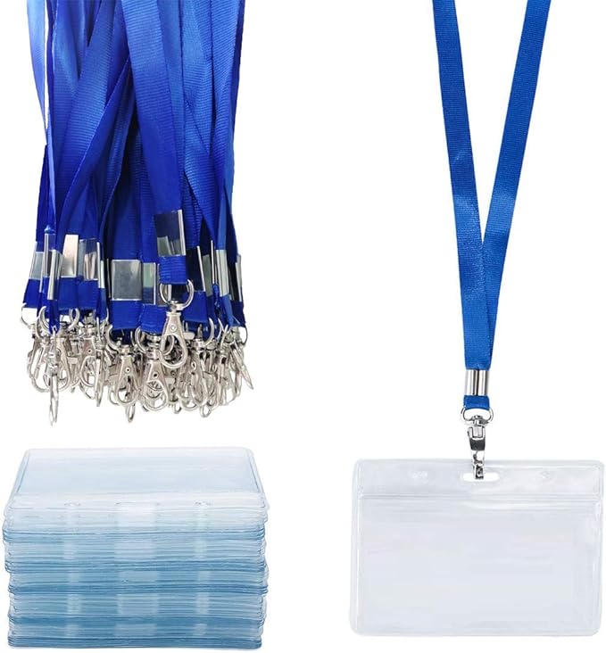 Badge Holder Waterproof ID Card Holder with Lanyards for PVC Clear