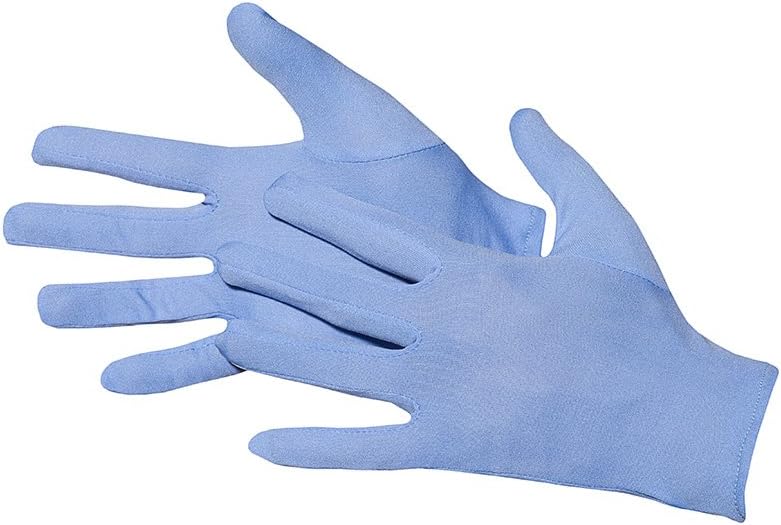 JAH Knitted Cotton/Polyamide Gloves with PVC Grip Dots - Non-Slip Grip for Warehouse Assembly & Shipping, Blue, 10