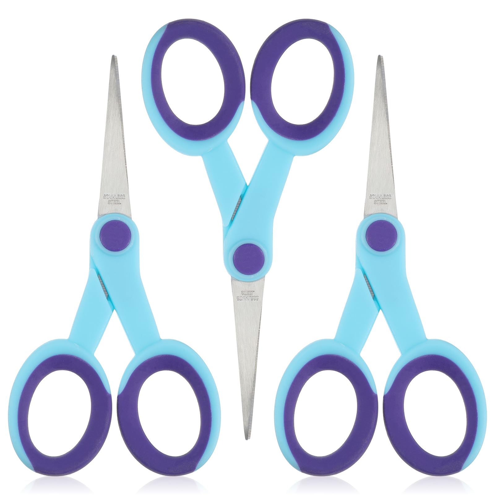 Photo 1 of 3 Pcs 5 Inch Detail Scissors - Embroidery Scissors with Sharp Stainless Steel Blade and Soft Handle, Great for Sewing, Craft, and Office