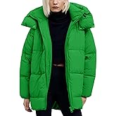 Flygo Womens Hooded Quilted Puffer Jacket Mid-Length Padded Warm Winter Heavyweight Coat Outerwear