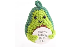 BULINGNA Funny Crochet Inspirational Potato with Positive Card, Cute Emotional Support Pickle Positive Dolls (Avocado, One Size)