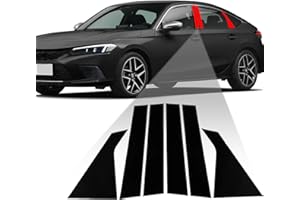 TOTITOM Side Door Window Cover Trim, 6 Pcs Exterior Door Window Pillar Posts Trim Stickers for Compatible with Honda Civic Sedan 10th Gen 2016 2017 2018 2019 2020 2021 Accessories (Glossy Black)