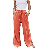 Gnveub Women's Yoga Pants Lightweight Wide Leg Sweatpants High Waisted Drawstring Loose Lounge Pant with Pockets