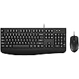 Wired Keyboard and Mouse Combo, EDJO Full-Sized Ergonomic Computer Keyboard with Palm Rest and Optical Wired Mouse for Window