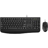 EDJO Wired Keyboard and Mouse Combo,Ergonomic with Palm Rest,Full Size | 104 Keys Layout,USB Plug-and-Play,12 Multimedia Shortcuts,Computer Optical Corded Mouse,for Windows,Mac OS,Desktop/Laptop/PC
