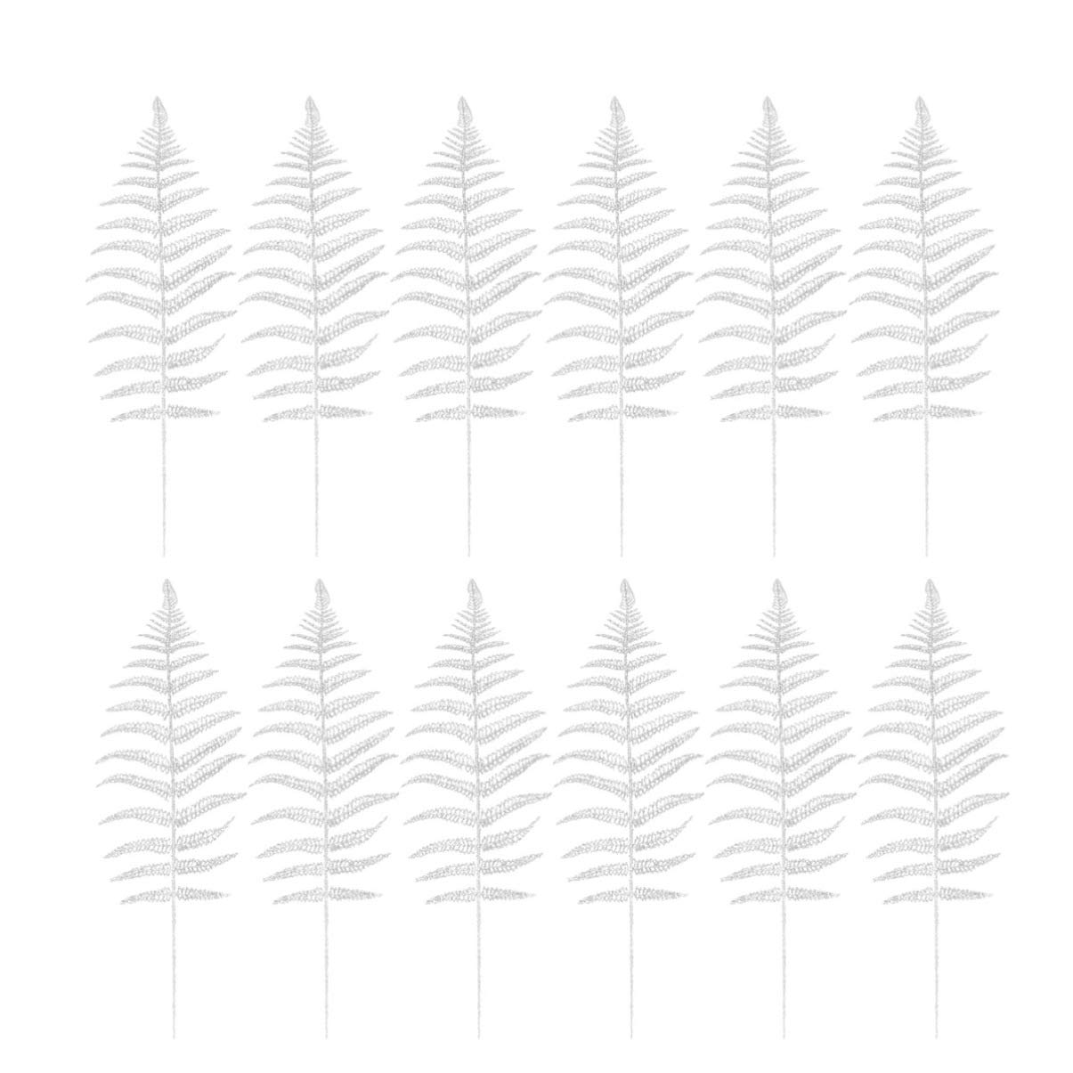 12pcs Glitter Leaves Artificial Shrubs Leaves Wedding Christmas Table Centerpieces Arrangements Silver