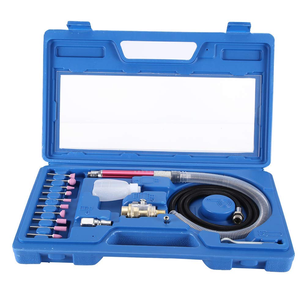 Yanmis Pneumatic Die Grinder Kit, 19Pcs 54000rpm Hand Polishing Engraving Air Angle Die Grinder Tool Grinding Machine