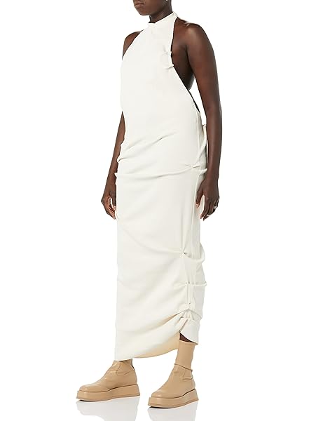 MAISON BLANCHE ALL GENDER PLEATED RIB DRESS, COCONUT MILK, 5