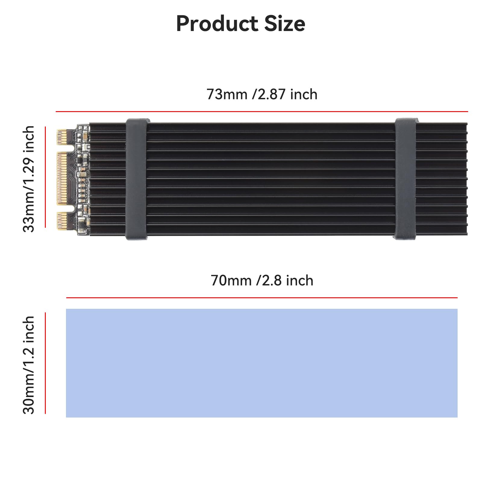 ELUTENG M2 SSD Kühlkörper 5 Stück Kühler Set Heatsink mit Silikon Wärmeleitpad, 2280 NVME NGFF Aluminium m2 heatsink Passend für PC/PS5/PS5 Slim Installation, 73 x 33mm x 3mm, Schwarz 2