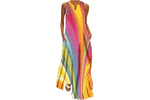 FEANCEY Summer Maxi Dresses for Women 2023 Casual Boho Sundresses Sleeveless Elegant Long Dress Beach Vacation Party Dresses