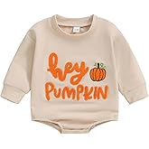 Ayalinggo Newborn My First Halloween Baby Outfit Hey Pumpkin Bubble Romper Long Sleeve Crewneck Sweatshirts Fall Clothes