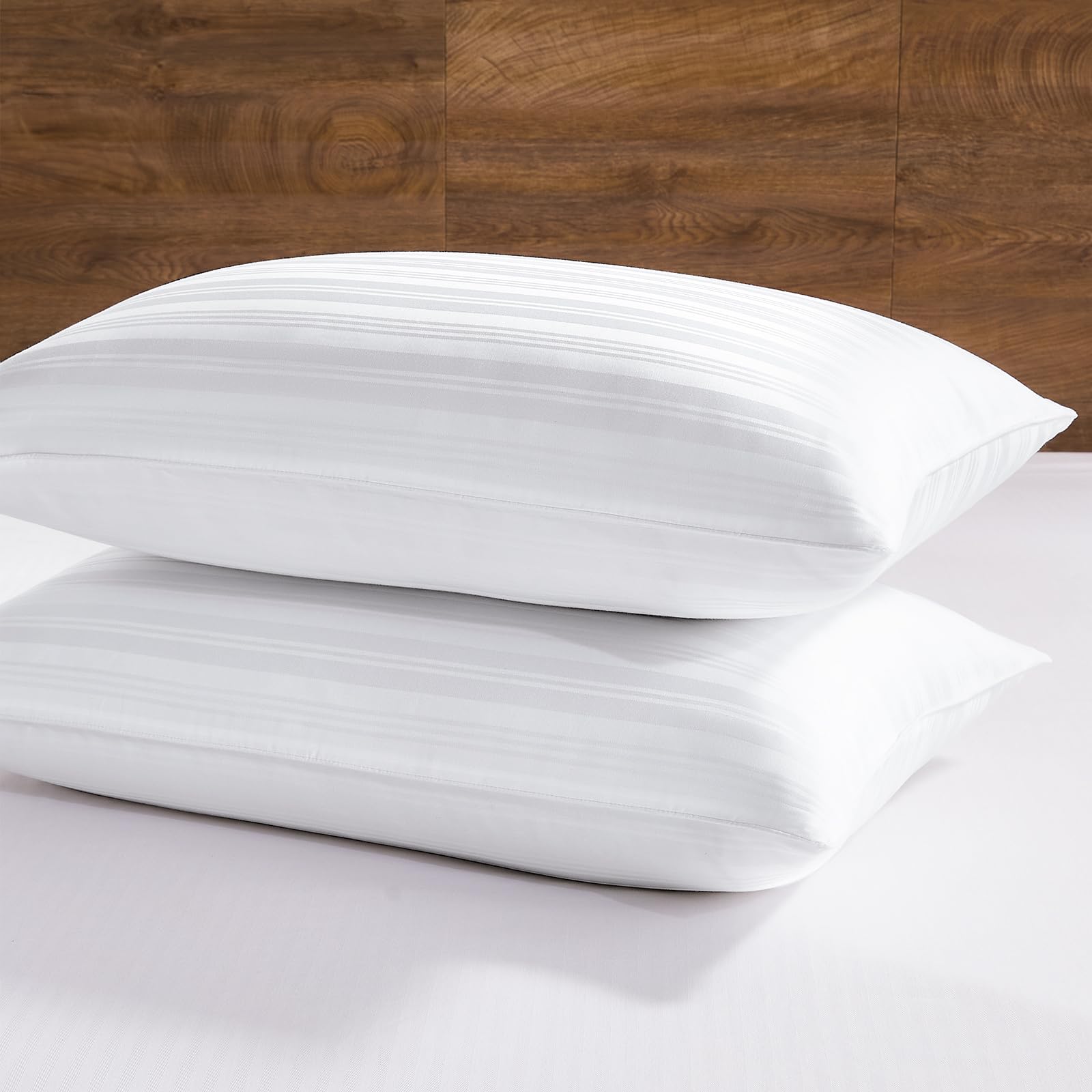 Photo 1 of downluxe Goose Feather and Down Pillows - Hotel Collection Feather Pillows Set of 2 for Back, Stomach or Side Sleepers, Queen Size (20"x28")