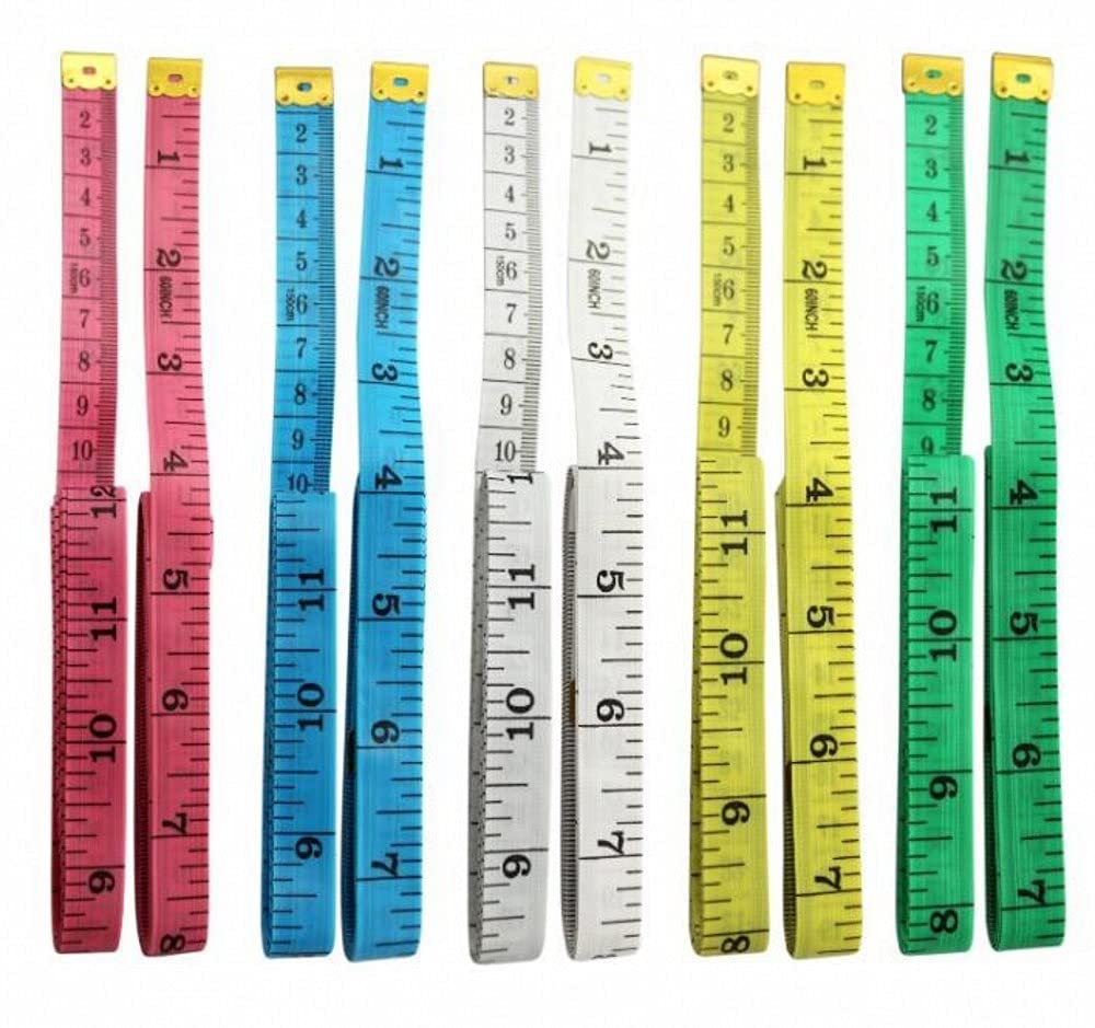 CHSYOO Human Body Tape Measure, 5 x Tape Measure Kits, Double-Sided Flexible Tailoring Ruler 60 inches/ 1.5M Office Measuring Accessories