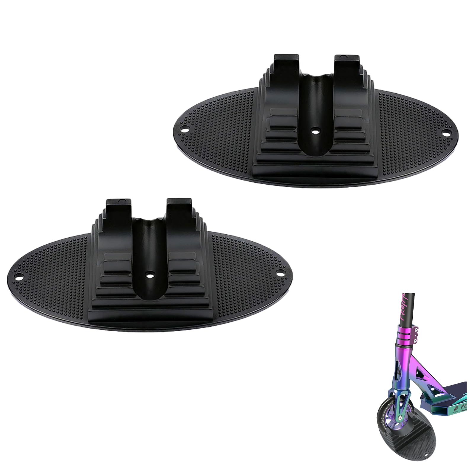2 Pieces Professional Stunt Scooter Stand With Extra Stable Base Rack for Extreme Sports - Fits Most 90mm to 120mm Wheels