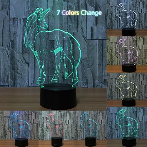 Unicorn 3D LED Night Light Touch LED Lamp Decor 7 Colors Change Desk Lamp Table Light with USB Or Battery Powered