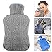 U UBEGOOD Hot Water Bottle with Knit Cover, Classic Transparent Hot Water Bag for Pain Relief, Staying Warm, Gift for Women and Girls (2 Liters, Blue/Gray)
