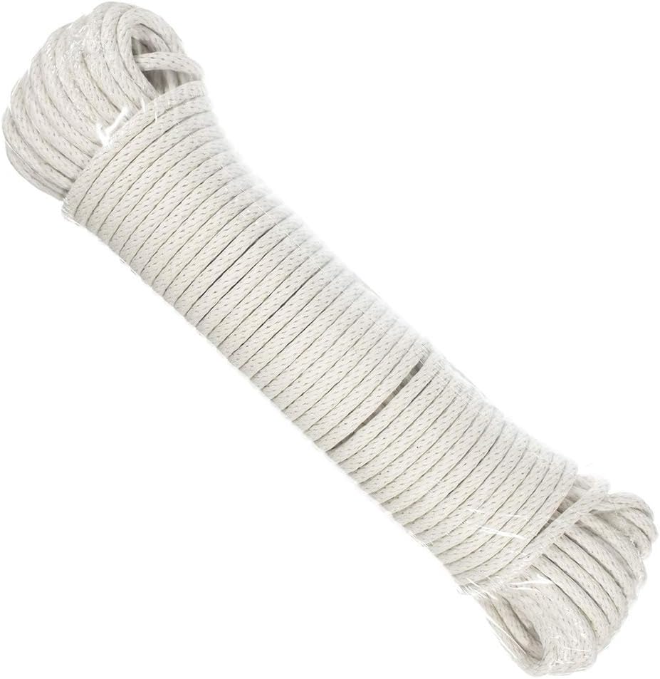 Solid Braid Construction Cotton Sash Cord 1/4 Inch x 100 Feet