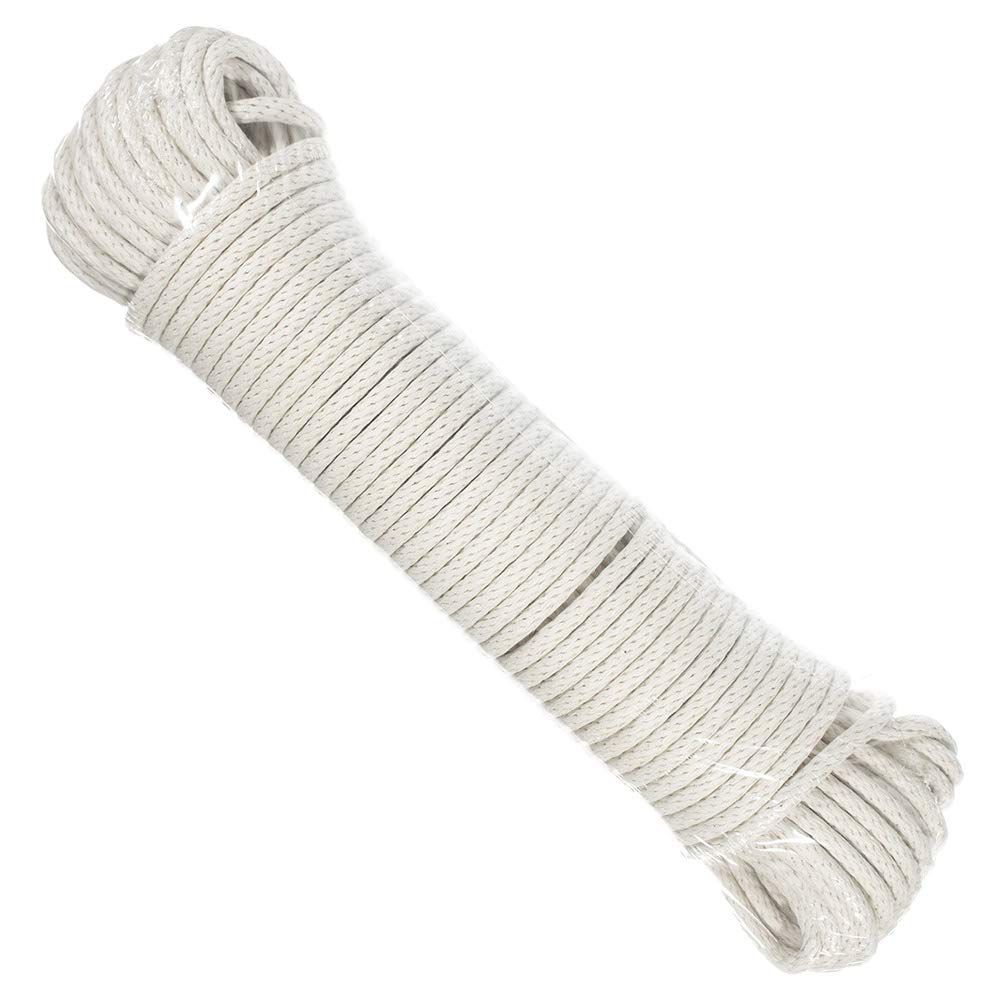 Solid Braid Construction Cotton Sash Cord - 1/4 Inch x 100 Feet - Durable Cordage