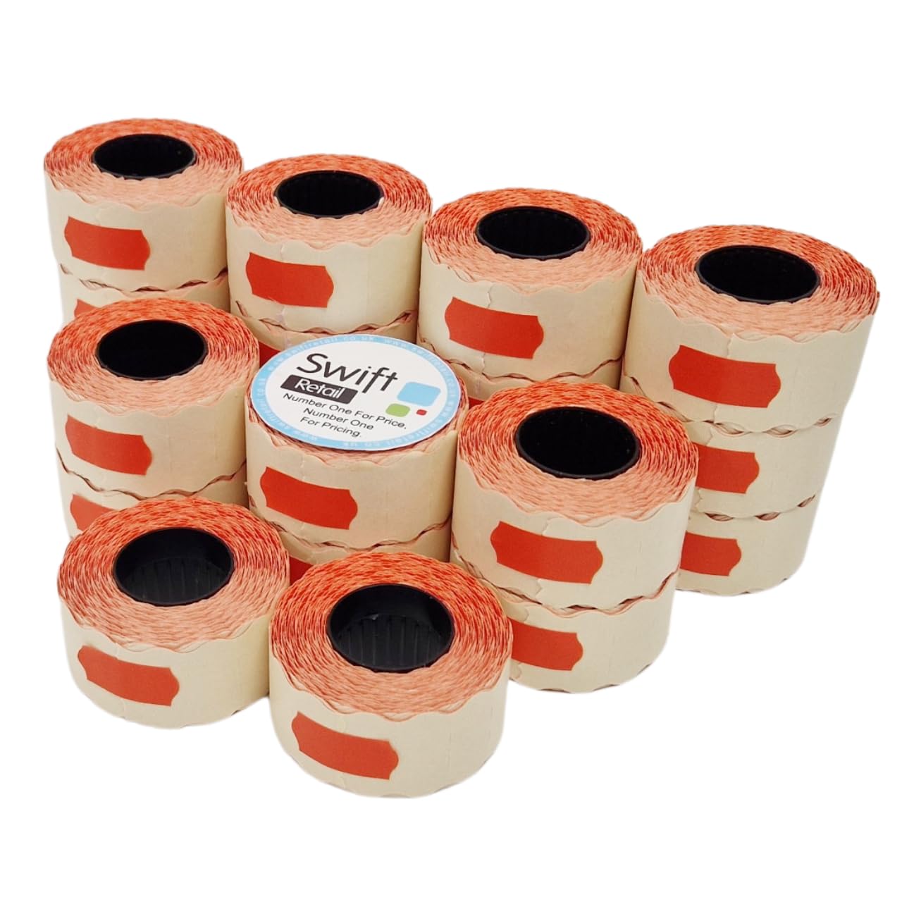 Swift 26 x 12 mm Price Gun Labels Orange 20 Rolls 20,000 Stickers CT4 Wavy Edge Pricemarking Tags Fits Many Pricing Labellers