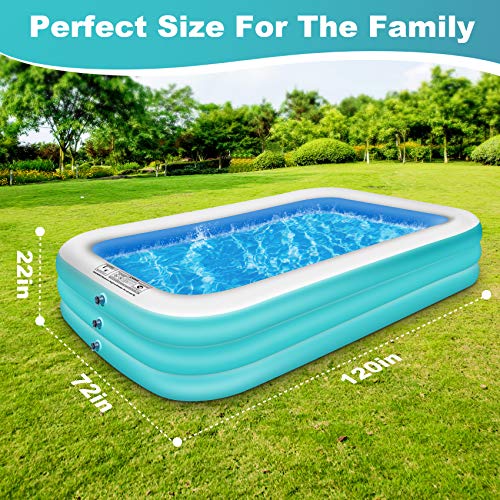 CHERYLON Inflatable Pool, 120" x 72" x 22" Large FullSized Inflatable