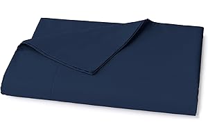 Lane Linen 100% Organic Cotton King Size Flat Sheet Only (108"x104") - Super Soft 100% Cotton King Flat Sheet - Lightweight & Durable Cotton Bed Sheet - Estate Blue