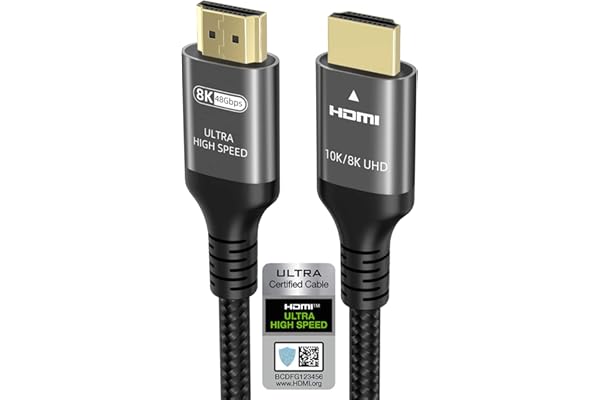 Ubluker 10K 8K 4K HDMI Cable 48Gbps 6.6 FT, Certified Ultra High Speed HDMI® Cable 4K 240Hz 144Hz 120Hz 8K60Hz 0.01ms HDR10+ eARC HDCP2.3 Netflix Roku TV PC Monitor Projector PS5 Xbox
