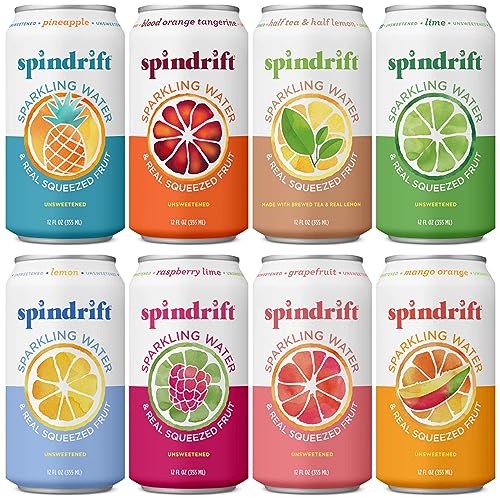 Spindrift Sparkling Water, 8 Flavor Variety Pack, Made with Real