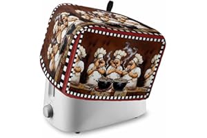 VERSOTILAHOME Kitchen Fat Chef Toaster Cover 4 Slice, Vintage Cook Gourmet Dustproof Bakeware Oven Protector with Top Hook, Red Black Plaid Waterproof Small Kitchen Appliance Toasters Dust Cover, 12"x11"x8"