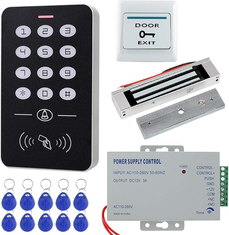 HFeng Access Control System Kit RFID Keypad 180KG Magnetic Lock Power Supply
