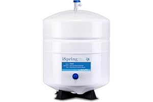 iSpring T32M Pressurized Water Storage Tank with Ball Valve for Reverse Osmosis RO Systems, 4 Gallon, 1/4" Tank Valve Included, White