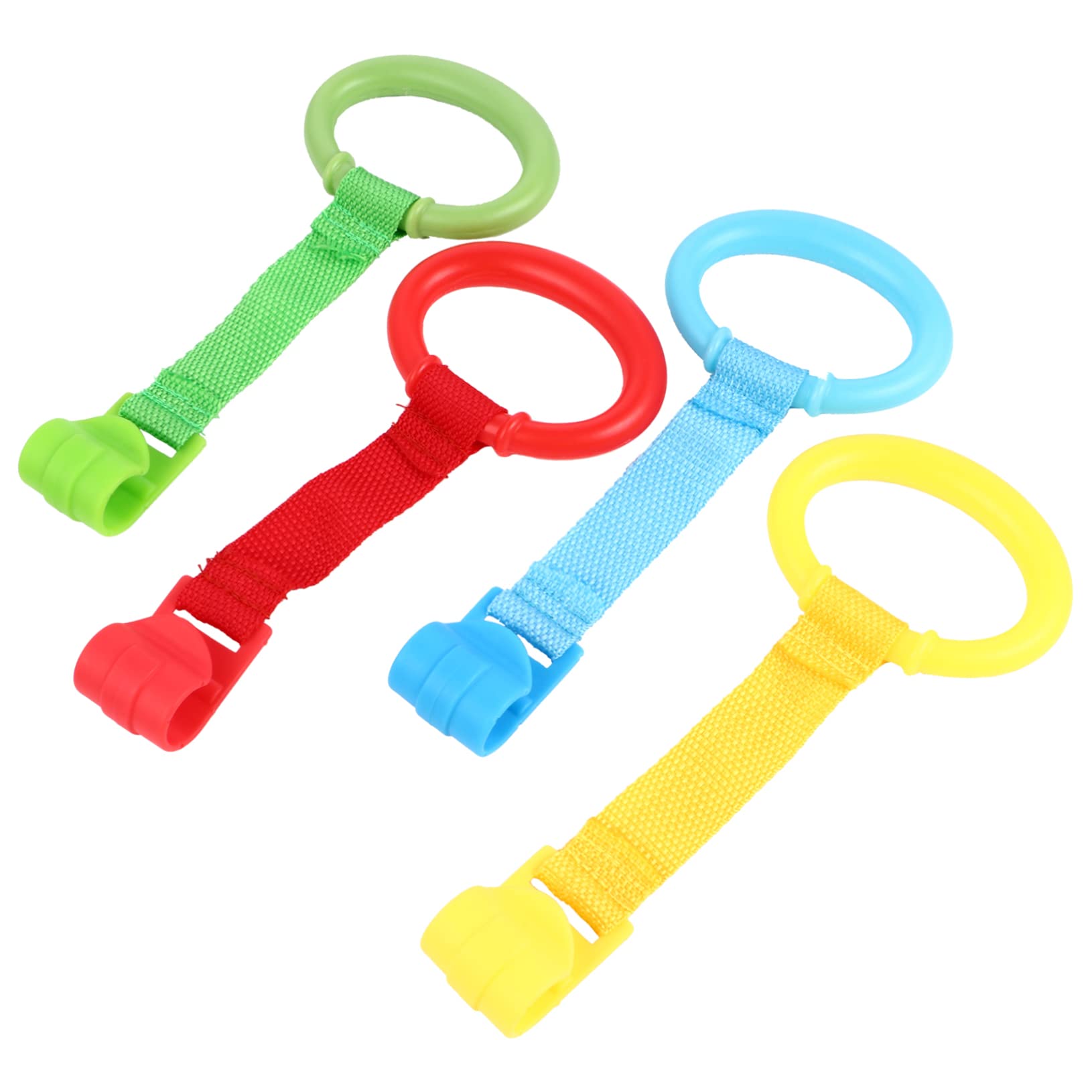 Homoyoyo 4pcs Pull Ring Childrens Tylonal Toddler Training Crib Rings Cot Bed Hand Rings Stroller Hook Baby Walker Toy Baby Stand up Walker for Hanging Ring Cot