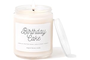 Kim and Pom Birthday Cake Scented Candle, 8oz, 100% Soy Wax, Made in Canada, Fall Candle