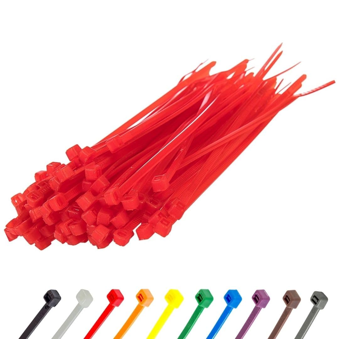 Gocableties Small Red Cable Ties, 150mm x 3.6mm, Pack of 100, 6" Premium Nylon Zip Ties, Plastic Tie Wraps, Secure Self-Locking Mechanism, for Home, Garden, Office and DIY — image 1